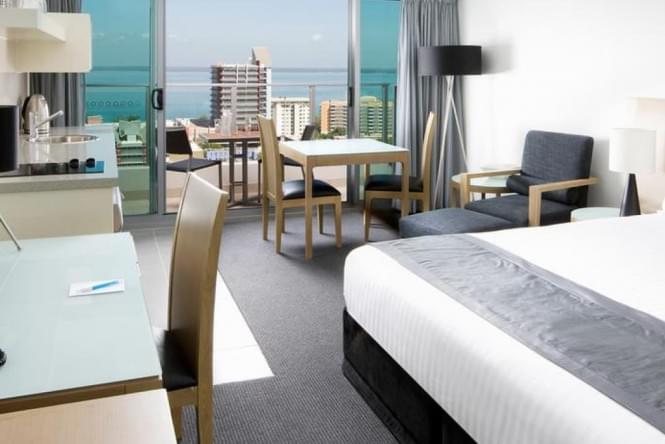Image of hotel room overlooking Darwin city and harbour